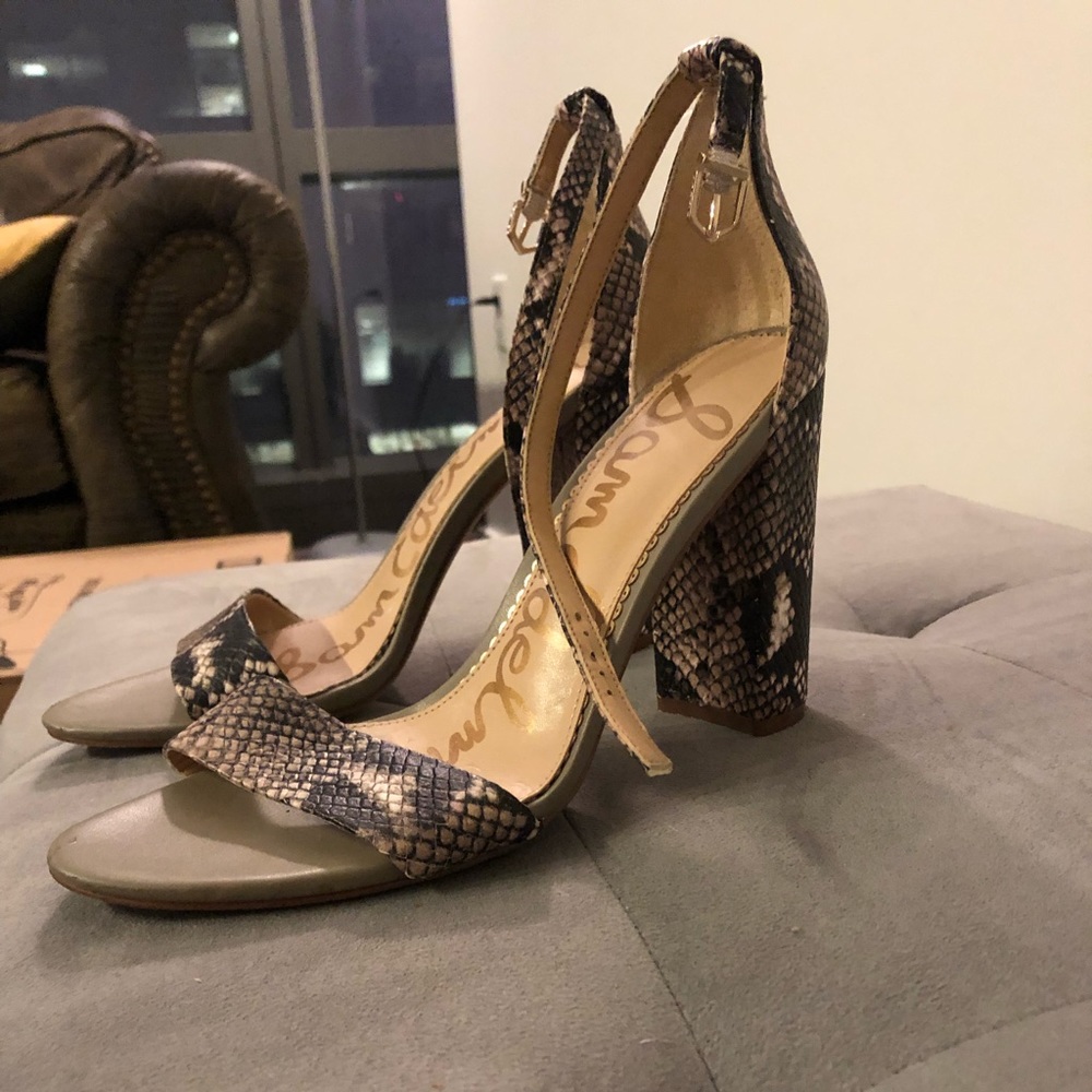 Sam Edelman Snakeskin Yaro Leather Block Heels